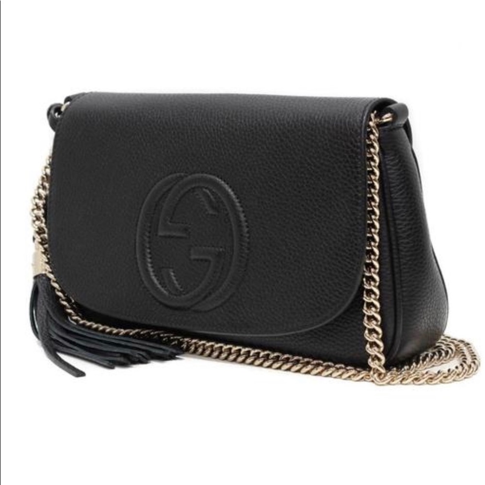 Gucci Soho Chain Crossbody Purse, Black